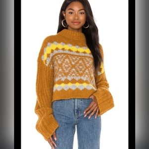 Free People Alpine Cropped Chunky Knit Sweater M
